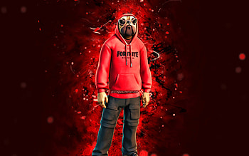 Cardinal Shady Doggo, , red neon lights, Fortnite Battle Royale, Fortnite characters, Cardinal Shady Doggo Skin, Fortnite, Cardinal Shady Doggo Fortnite HD wallpaper