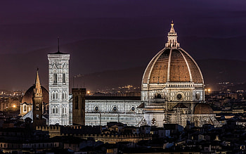 Santa Maria del Fiore, Florence Cathedral, Night attractions, Tuscany Bellariva HD wallpaper