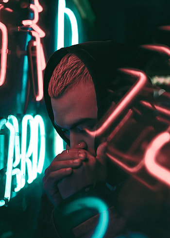 Miscellanea, Miscellaneous, Neon, Human, Person, Face, Hood, Piercing HD phone wallpaper