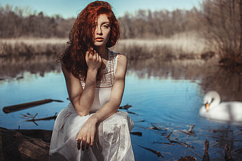 Girl Lake Redhead Model , girls, redhead, model, lake HD wallpaper