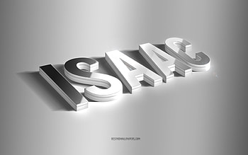 Isaac, silver 3d art, gray background, with names, Isaac name, Isaac greeting card, 3d art, with Isaac name HD wallpaper