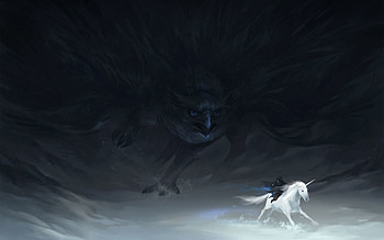 Fantasy, Hunting, Hunt, Hawk, Unicorn, Creatures, Chase HD wallpaper