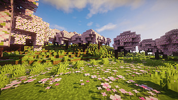 Minecraft : Vibrant Cubed Cherry Blossom Landscape, cube, video game, Minecraft HD wallpaper
