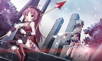 Modoka majica(girls), weapon, cute, girls, anime HD wallpaper