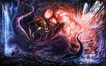 She-Demon, cave, mystical, creature, demon HD wallpaper