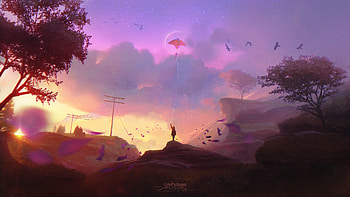 Child Flying Kite Fantasy Digital Art, child, fantasy, artist, artwork, digital-art, deviantart, kite HD wallpaper