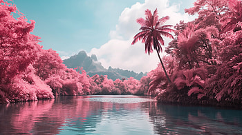 Pink Paradise Landscape, pink aesthetic, aesthetic HD wallpaper