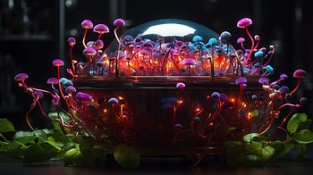 Flowers in a bowl, bowl, plant, glow, nature HD wallpaper