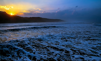 Nature, Sunset, Waves, Ocean HD wallpaper