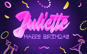 Happy Birtay Juliette, , Purple Party Background, Juliette, creative art, Happy Juliette birtay, Juliette name, Juliette Birtay, Birtay Party Background HD wallpaper