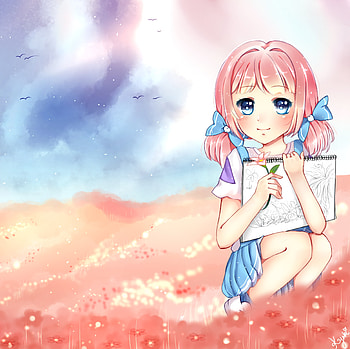Anime, Art, Field, Girl, Artist HD wallpaper