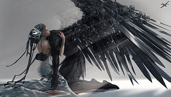 Bad Sins, artist, artwork, digital-art, artstation, angel HD wallpaper