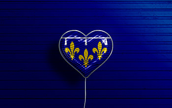 I Love Orleanais, , realistic balloons, blue wooden background, Day of Orleanais, french provinces, flag of Orleanais, France, balloon with flag, Provinces of France, Orleanais flag, Orleanais HD wallpaper