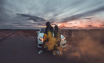 Smoke, Miscellanea, Miscellaneous, Couple, Pair, Car, Girl, Guy HD wallpaper