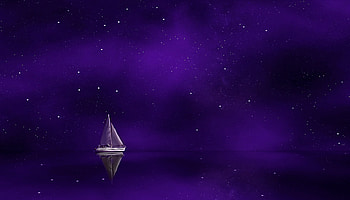Art, Reflection, Starry Sky, Purple, Sail HD wallpaper