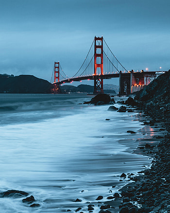 Cities, Lights, Shore, Bank, Bridge, Foam, Tide, High Tide HD phone wallpaper
