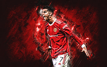 Cristiano Ronaldo, Manchester United FC, red stone background, Ronaldo Manchester United, CR7 Manchester, football star, football HD wallpaper