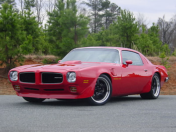 73 Red, trans am, pontiac, black wheels, red HD wallpaper