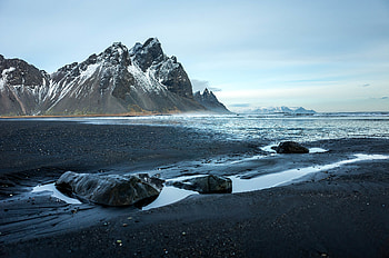 Nature, Stones, Mountains, Rocks, Coast, Snow Covered, Snowbound HD wallpaper