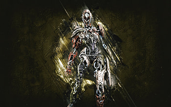 Xaku, Warframe, yellow stone background, Warframe characters, Xaku Warframe, Xaku skin, creative art HD wallpaper