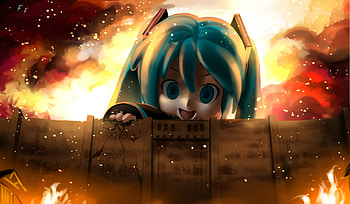 Hatsune Miku, Anime, Crossover, Shingeki No Kyojin, Vocaloid HD wallpaper