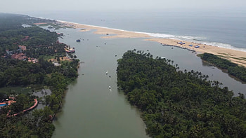 Trivandrum Backwaters, Trivandrum, ocean, drone, India, Kerala, graphy HD wallpaper