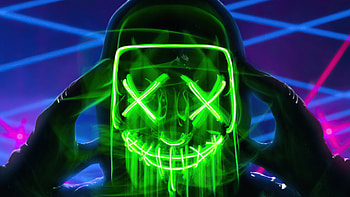 Neon Green Mask Triangle Guy , neon, mask, artist, artwork, digital-art HD wallpaper