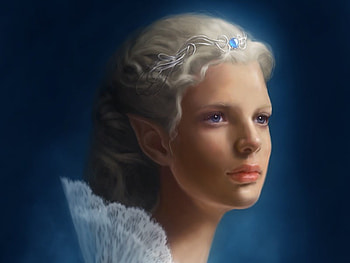 Pretty Elf, blue, crown, gem, pretty, face, lips, elf, lovely HD wallpaper