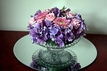 Flowers, Roses, Chrysanthemum, Bowl, Mirror HD wallpaper