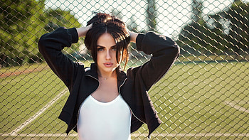Beautiful Girl Outdoors In Black Jacket, girls, model, outdoors HD wallpaper