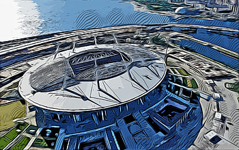 Krestovsky Stadium, , vector art, Krestovsky Stadium drawing, creative art, Krestovsky Stadium art, vector drawing, abstract stadiums, Russia, Gazprom Arena HD wallpaper