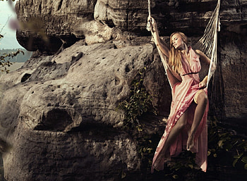 * Come to me *, waiting, beautiful, nature, relax, girl, hammock, rocks, legs HD wallpaper