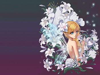 Fairy Lily, blond hair, blonde, floral, long hair, beauty, nice, abstract, wing, cg, flower, , blonde hair, female, plain, sexy, sweet, blond, gorgeous, hot, girl, beautiful, lily, fairy, anime girl, simple, anime, pretty, lovely HD wallpaper