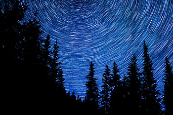 Lightning, lake, starry night, Canada HD wallpaper