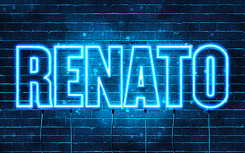 Renato, , with names, Renato name, blue neon lights, Renato Birtay, Happy Birtay Renato, popular italian male names, with Renato name HD wallpaper