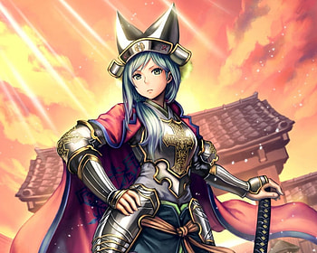 Lady Warrior, emotional, clous, beauty, nice, sinister, , female, sexy, sweet, hot, girl, beautiful, armor, anime girl, anime, pretty, serious, sky, lovely HD wallpaper