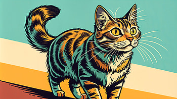 Vibrant Cat in Stunning Ultra, cat, illustration, Animal, stripes HD wallpaper