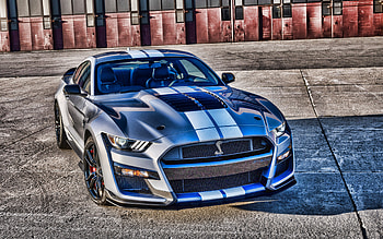 2022, Ford Mustang Shelby GT500, , front view, exterior, silver sports car, new silver Mustang Shelby GT500, American sports cars, Ford HD wallpaper