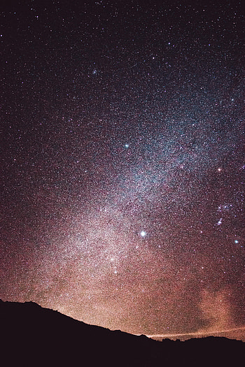 Nature, Stars, Silhouette, Starry Sky, Hills, Nebula HD phone wallpaper