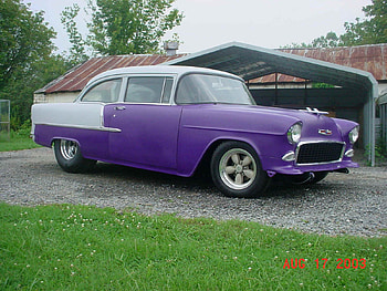 1955 Chevrolet 150, classic, chevrolet, pro street, 55, purple, 1955, 150, cool, chevy, hot rod HD wallpaper