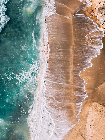 Nature, Sea, Beach, View From Above, Foam HD phone wallpaper