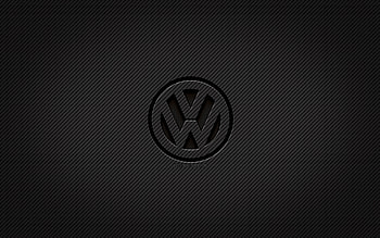 Volkswagen carbon logo, , grunge art, carbon background, creative, Volkswagen black logo, cars brands, Volkswagen logo, Volkswagen, VW logo HD wallpaper