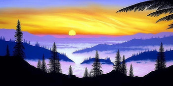 Shades of Dawn, attractions in dreams, paradise, paintings, panoramic view, sunrise, summer, mist, love four seasons, dawn, fog, trees, nature, sky HD wallpaper