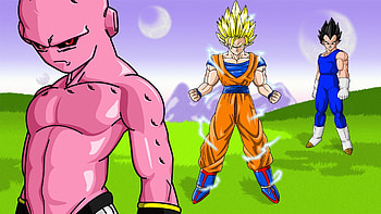 Kid Buu, Goku & Vegeta, goku, tv, cartoon, vegeta, anime, kid buu, dragon ball z, buu majin buu HD wallpaper
