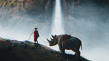Journey To The Mystic Peaks With Rhino, rhino, artist, artwork, digital-art HD wallpaper