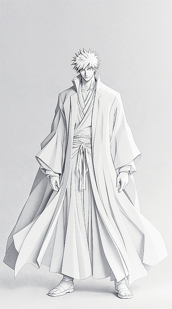 Bleach - Ichigo Monochrome ( & Android), Bleach, Anime Character, kimono, samurai HD phone wallpaper