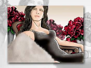 Lady and roses, lady, abstract, roses HD wallpaper