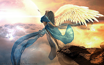 to Fly, wings, Lovely, angel, Fantasy, magical, clouds, fly, cliff, ethereal HD wallpaper