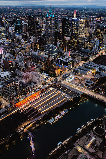 Cities, Rivers, City, Lights, View From Above HD phone wallpaper