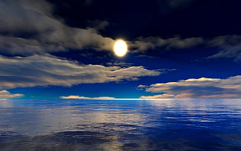 BEAUTIFUL SKY, blue, clouds, fullmoon, sky, ocean HD wallpaper